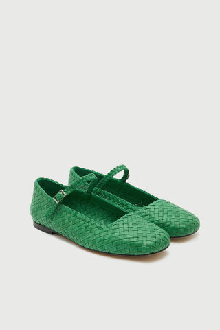 Julieta Mary Janes in Grass Braided Leather