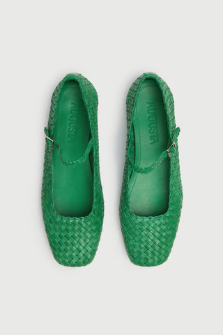 Julieta Mary Janes in Grass Braided Leather