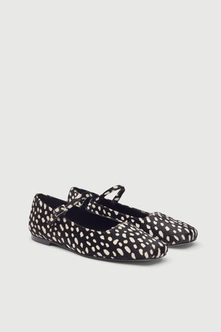 Julieta Mary Janes in Black & White Calf Hair