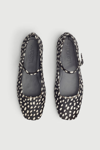 Julieta Mary Janes in Black & White Calf Hair