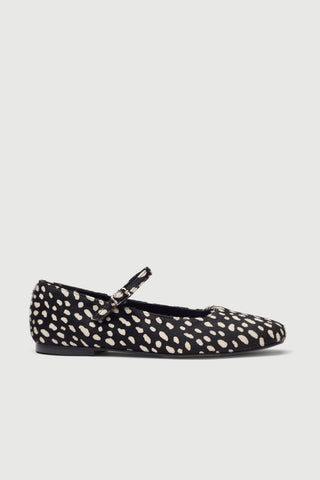 Julieta Mary Janes in Black & White Calf Hair