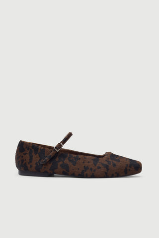 Julieta Mary Janes in Dark Leopard Calf Hair