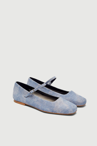 Julieta Mary Janes en Piel efecto Denim