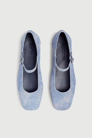 Julieta Mary Janes en Piel efecto Denim