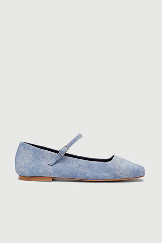 Julieta Mary Janes en Piel efecto Denim