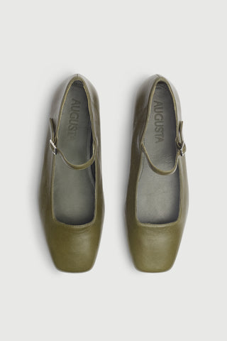 Julieta Mary Janes in Khaki Leather