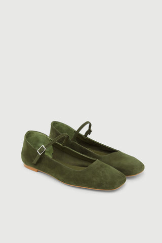 Julieta Mary Janes in Khaki Suede