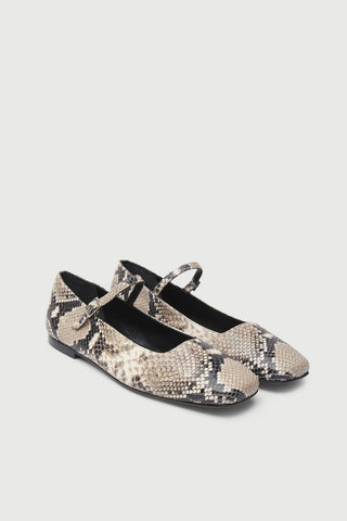 Julieta Mary Janes in Snake Print Leather