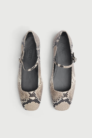 Julieta Mary Janes in Snake Print Leather