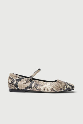 Julieta Mary Janes in Snake Print Leather