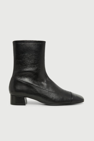 Laurie Ankle Boot in Black Metallic Leather