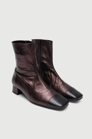 Laurie Bottines en Cuir Métallisé couleur Chocolat