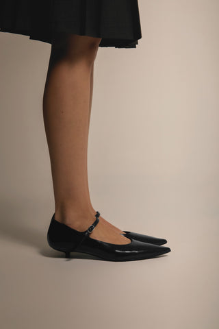 Paloma Mary Janes in Black Leather