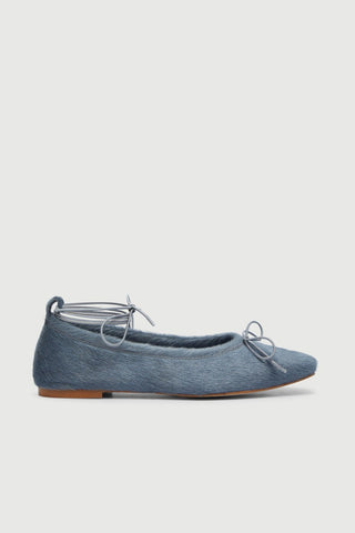 Sienna Ballerines en Cuir avec Finition en Fourrure Gris