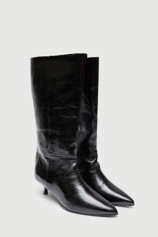 Sydney Boots in Black Patent Leather