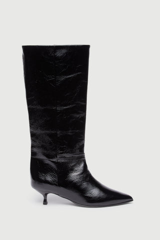 Sydney Boots in Black Patent Leather