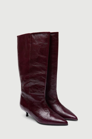 Sydney Boots in Burgundy Patent Leather