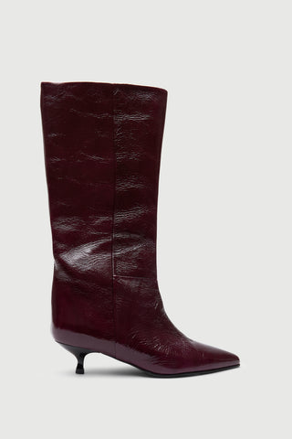 Sydney Boots in Burgundy Patent Leather