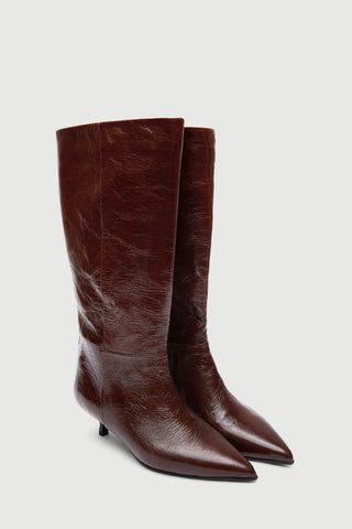 Sydney Boots in Saddle Patent Leather