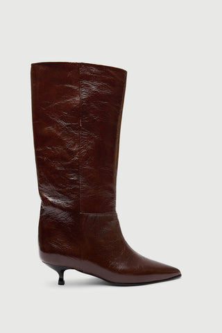 Sydney Boots in Saddle Patent Leather