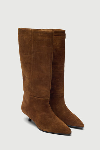 Sydney Bottes en Cuir Camel effet Croco