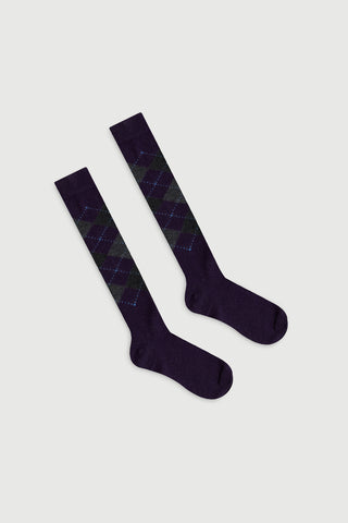 purple argyle dress socks Men's Colorful Purple & Black Argyle Supima Cotton Dress Socks LARGE: Men US Shoe 8-13, Women 9-15