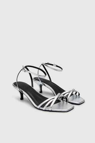 Uma Sandals in Silver Leather