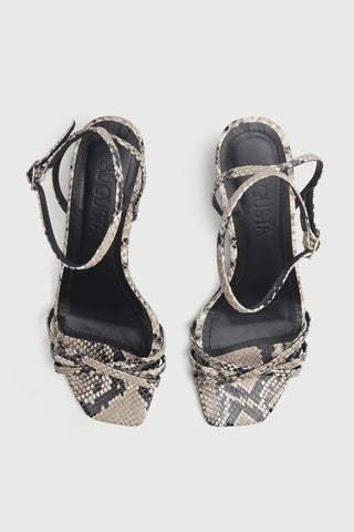 Uma Sandals in Snake Print Leather
