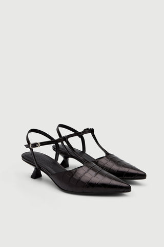 Camila Pumps in Black croc-effect Leather