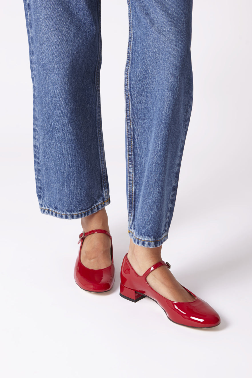 Emilia Mary Janes in Red Patent Leather – Augusta the Brand