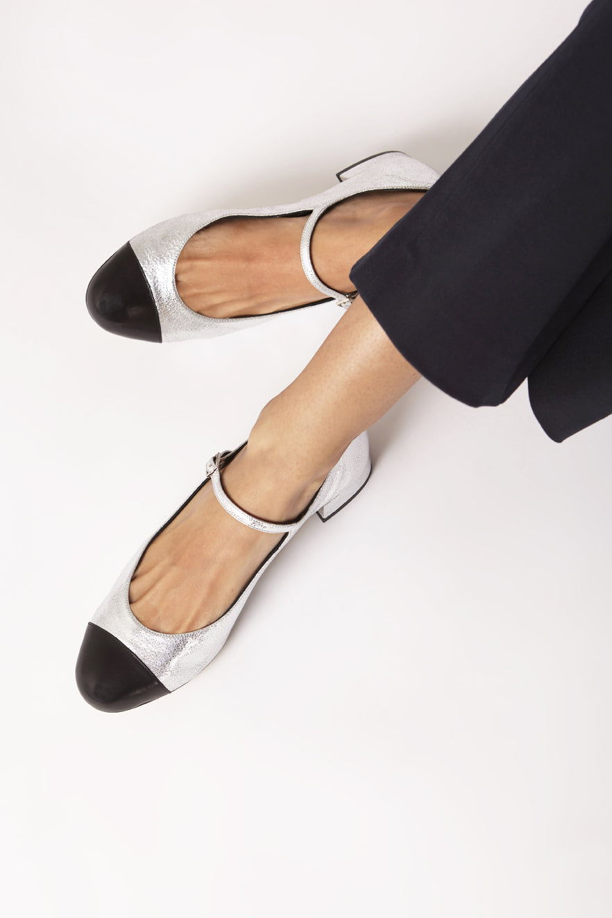 Lola Mary Janes in Silver Leather – Augusta the Brand